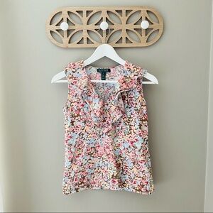 Lauren Ralph Lauren Floral Print Blouse Pink Sz Small